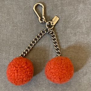Coach Orange Pom Pom key chain bag charm